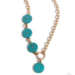 Savory Stone - Gold. Necklace with Matching Earrings.